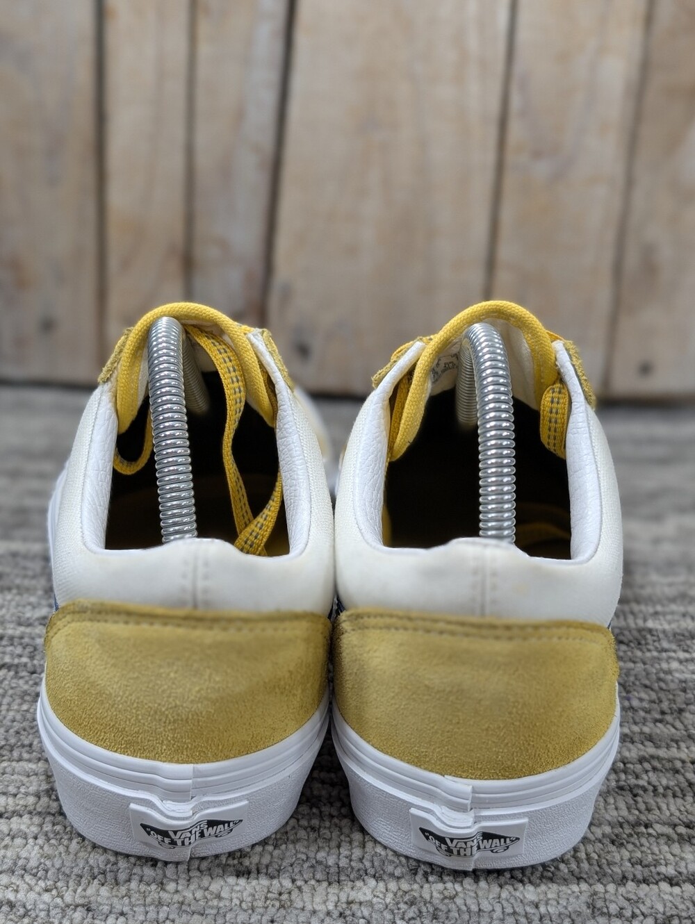 Vans Old Skool Low - White/Blue/Yellow Suede - Size 10 Women/8.5 Men - Picture 3 of 8